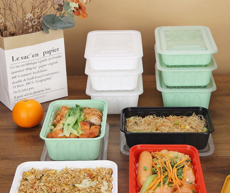 Premium Leak-Proof Plastic Disposable Lunch Box with Lids | 3 Color Options (Green, Black, White) | Thickened Meal Prep & Takeout Containers