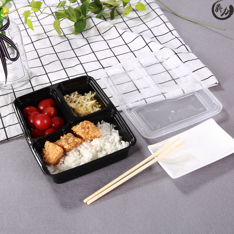 Microwaveable Multi-Compartment Plastic Takeout Boxes with Lids - Custom Logo Available!⁠