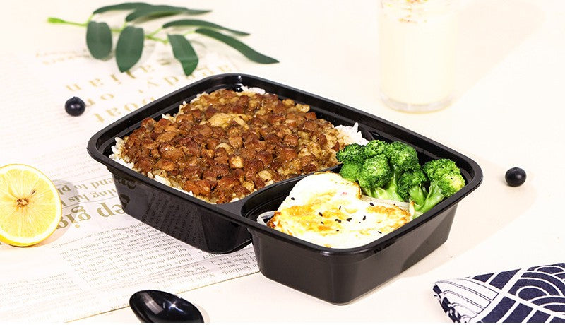 Microwaveable Multi-Compartment Plastic Takeout Boxes with Lids - Custom Logo Available!⁠