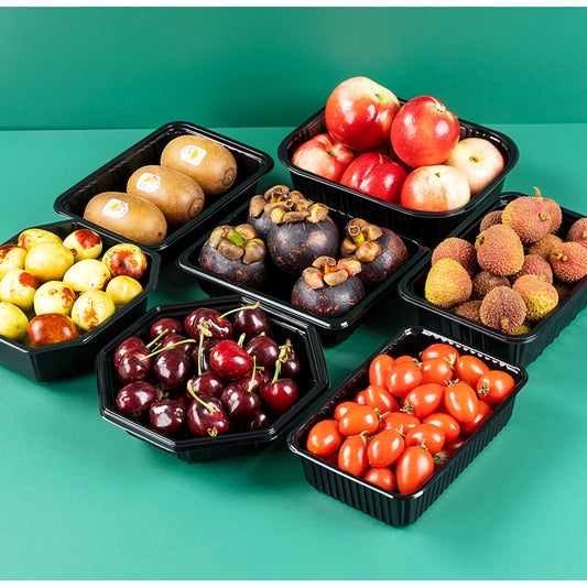 Disposable PET Fresh Produce Trays | Rectangular Fruit & Vegetable Packaging Boxes | Clear & Multi-Color Options