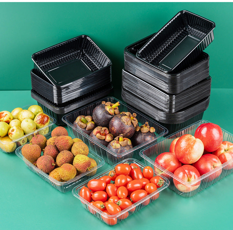 Disposable PET Fresh Produce Trays | Rectangular Fruit & Vegetable Packaging Boxes | Clear & Multi-Color Options