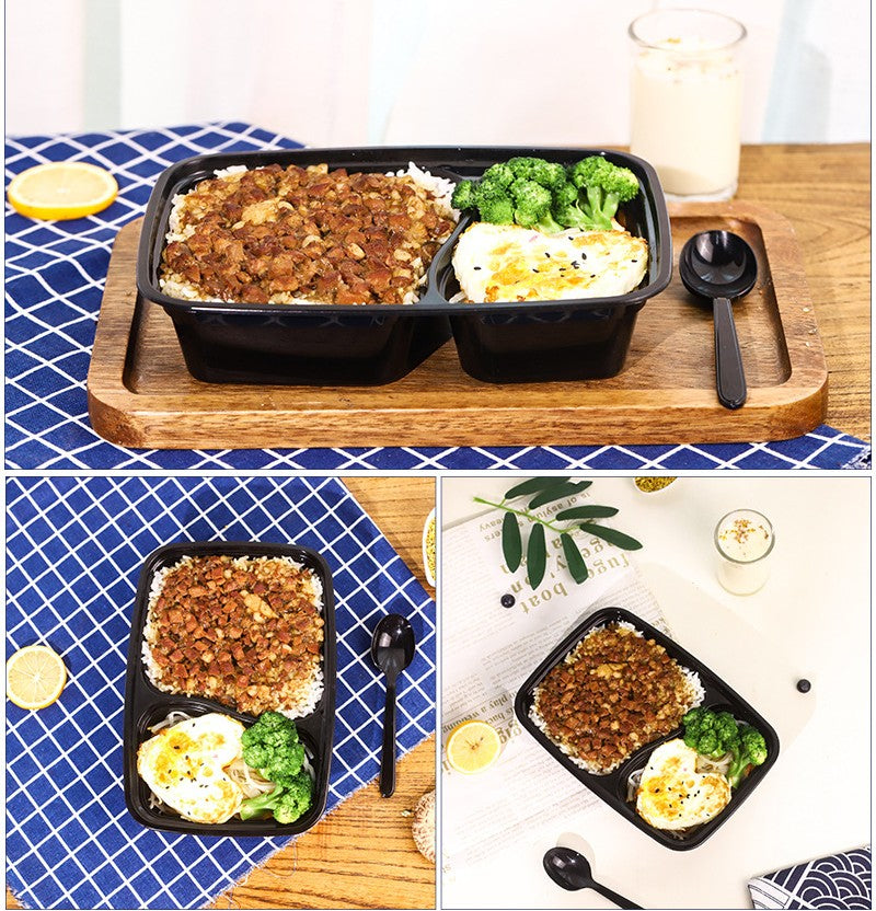 Microwaveable Multi-Compartment Plastic Takeout Boxes with Lids - Custom Logo Available!⁠