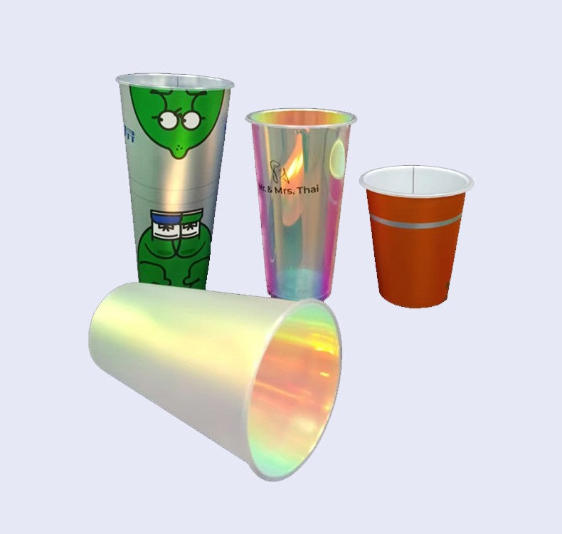 Premium IML In-Mold Labeling Injection Cups - Metallic Finish - Custom Logo Available