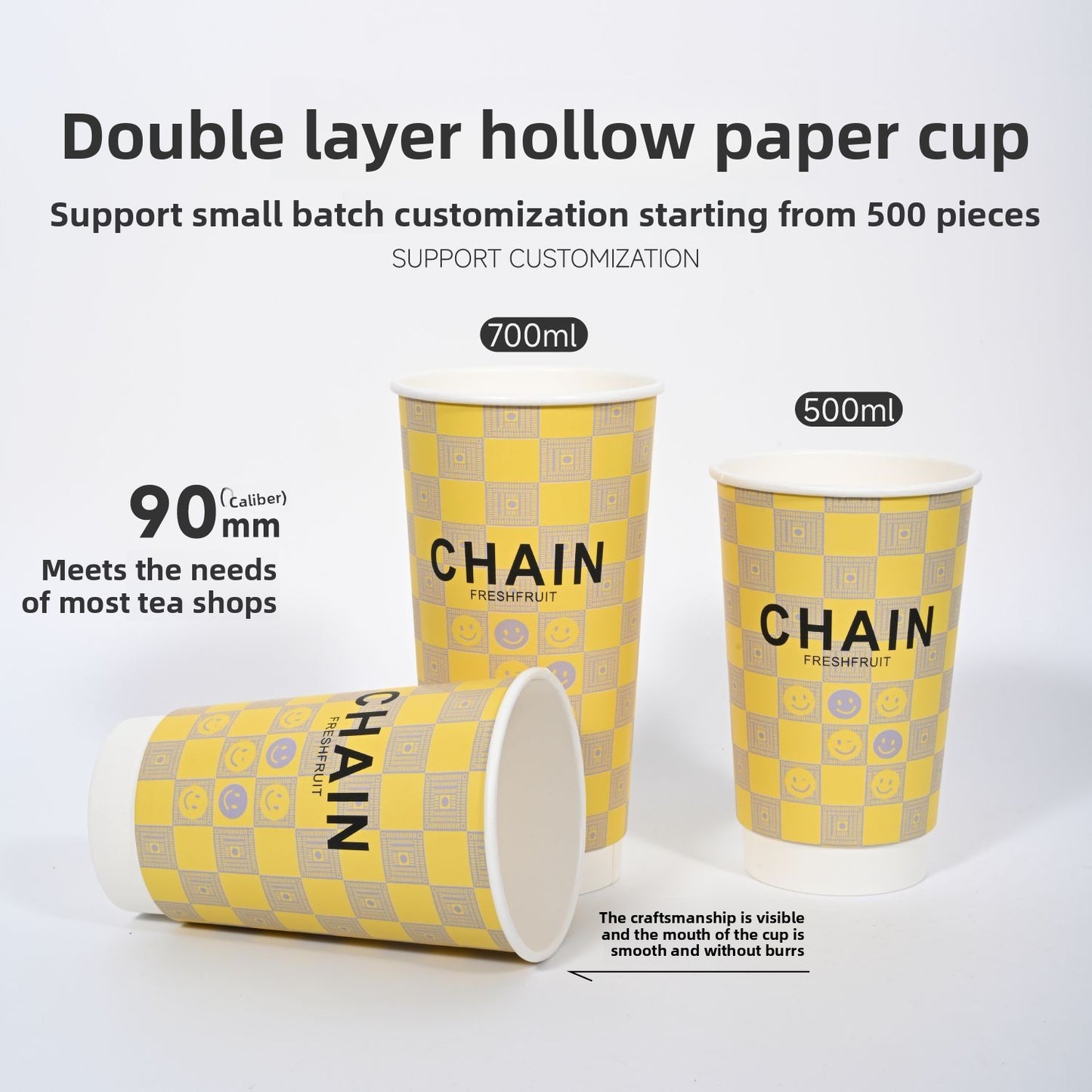 Double Layer Hollow Paper Cups (500set/case)