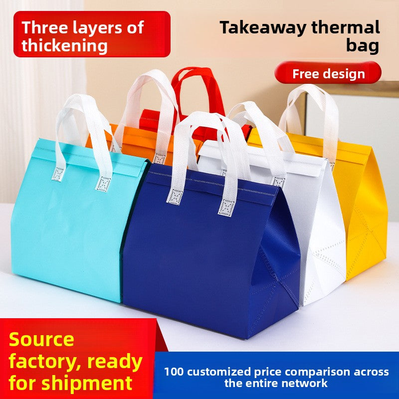 Custom Printed Reusable Non-Woven Thermal Takeout Bags⁠ MOQ +6 Boxes