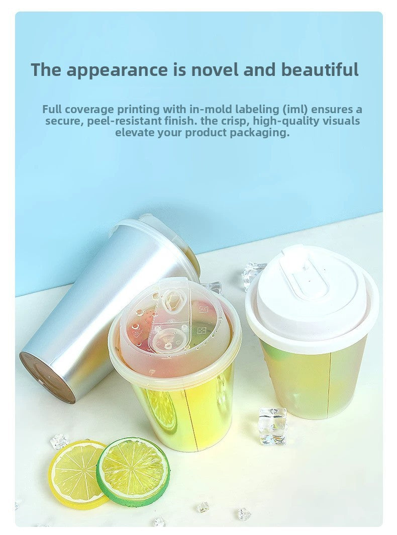 Premium IML In-Mold Labeling Injection Rainbow Cups  - Custom Logo Available