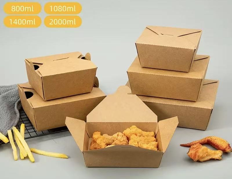 Disposable kraft paper packing box takeaway fried chicken bibimbap lunch (180pcs/case)