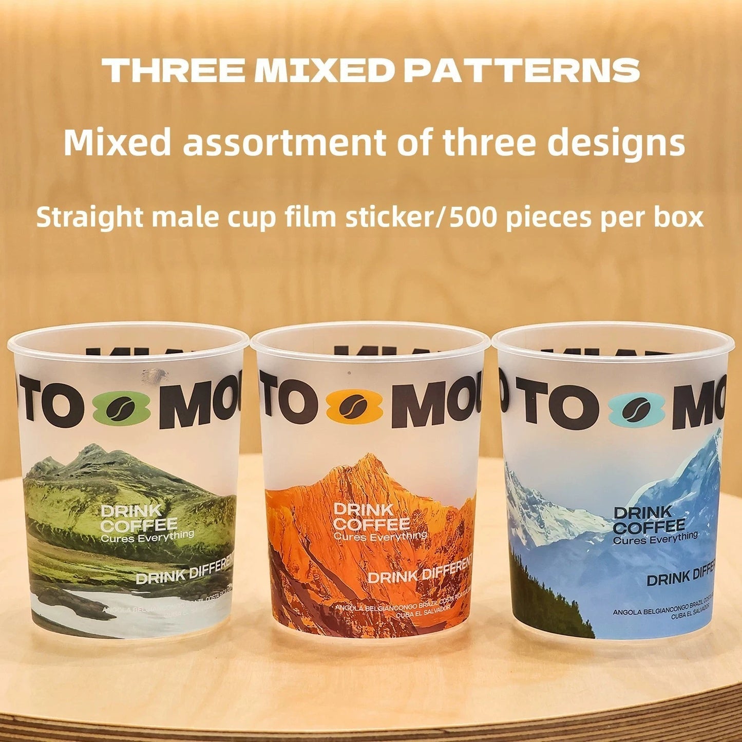 Premium PP In-Mold Labeled Coffee Cups - 90mm Universal Rim, Mountain Landscape 300pcs