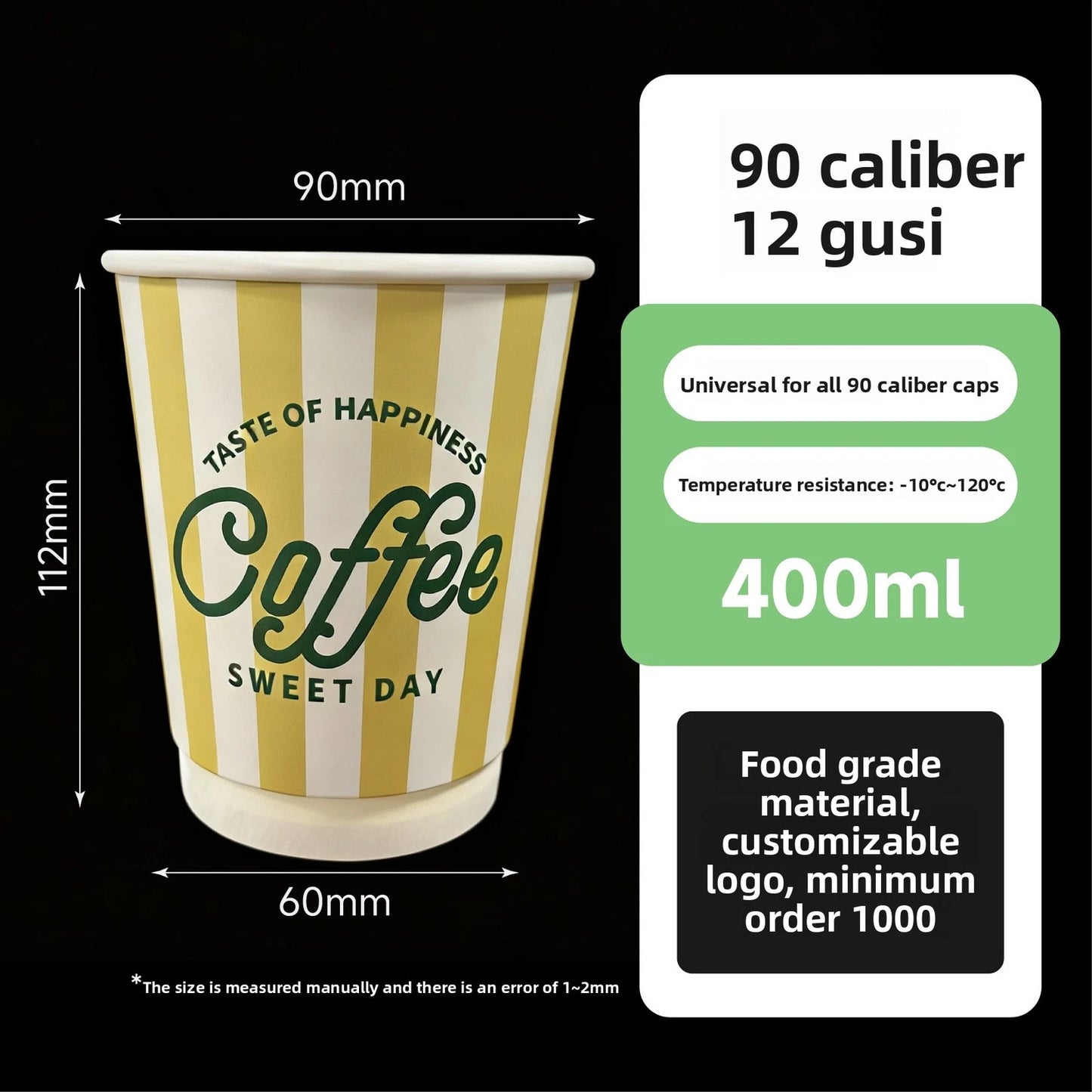Premium Double-Wall Insulated Paper Coffee Cups | Custom Printed Disposable Hot Drink Cups⁠