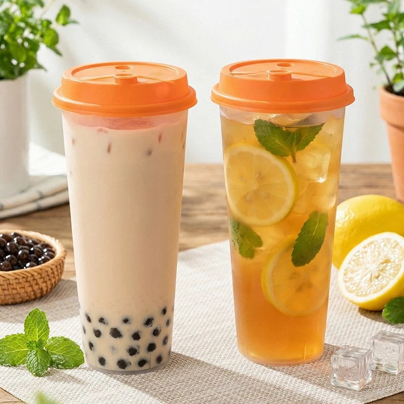 90mm Premium Frosted PP Cups with "DRINK" Print | 700ml (24 oz) Wholesale Fruit Tea & Boba Cups⁠