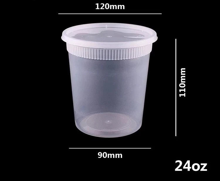 ⁠Wholesale Clear Plastic Soup & Porridge Containers with Lids (240set/Case)⁠