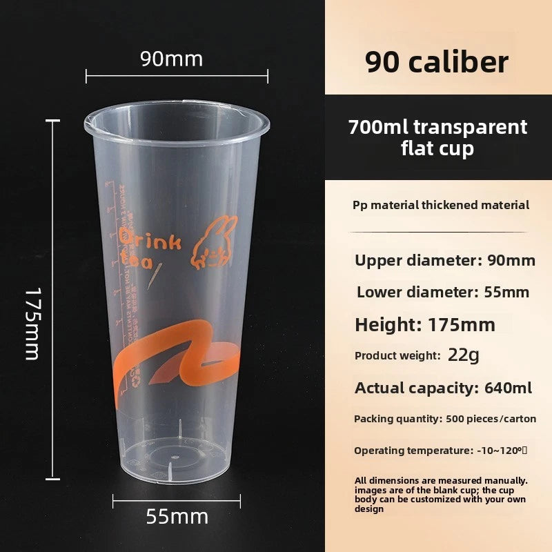 90mm Premium Frosted & Clear PP Injection Cups | 500ml / 700ml Wholesale Bubble Tea Beverage Cups⁠