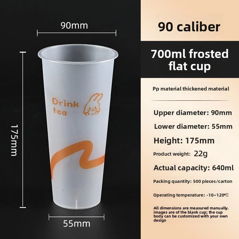 90mm Premium Frosted & Clear PP Injection Cups | 500ml / 700ml Wholesale Bubble Tea Beverage Cups⁠