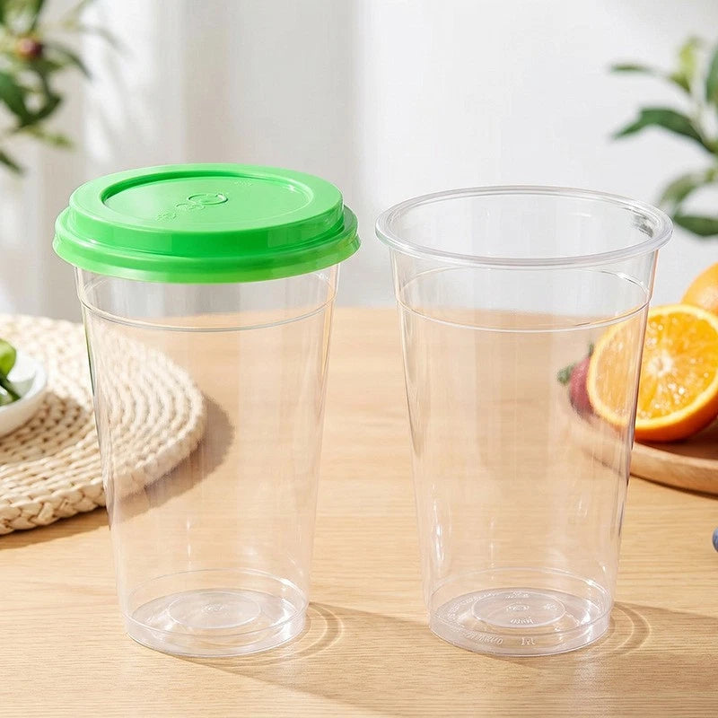 1L (32 oz) Heavy-Duty PP Injection Cups with Lids | 119mm Super-Size Fruit Tea & Boba Wholesale Cups 500pcs/case⁠