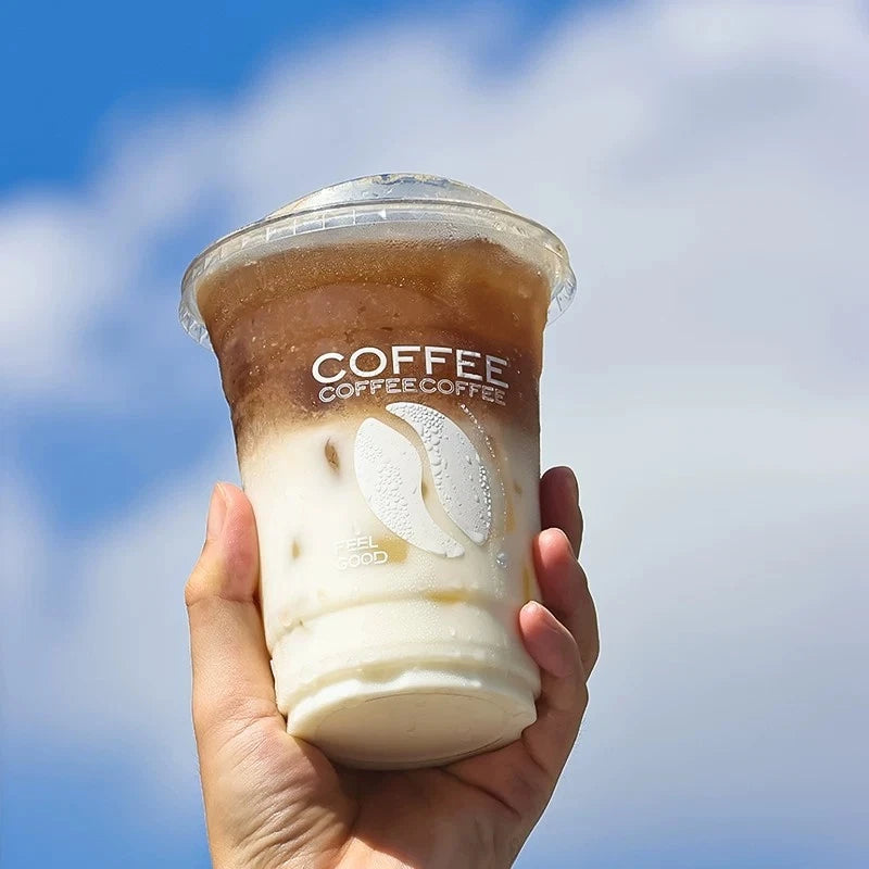 98mm Premium Clear PET Cold Drink Cups | Classic Printed Coffee & Iced Tea Cups (400ml/500ml)⁠