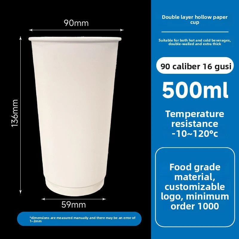 Double Wall Paper Coffee Cups (500pcs/case)--Print Logo Mix Sizes 3000+