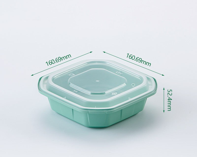 Leak-Proof Disposable Food Containers with Lids, Thickened Square Meal Prep Bowls, Snap-Lock Plastic Takeout Box for Catering & Delivery (380ml-1500ml)