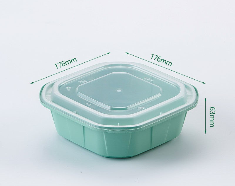 Leak-Proof Disposable Food Containers with Lids, Thickened Square Meal Prep Bowls, Snap-Lock Plastic Takeout Box for Catering & Delivery (380ml-1500ml)